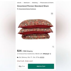 Persian Sham Set - Red and Green